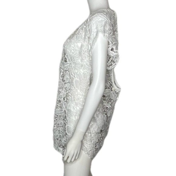 Miken Swim Women's White Floral Crocheted Sheer Tie-Back Swimsuit Coverup - Picture 3 of 4